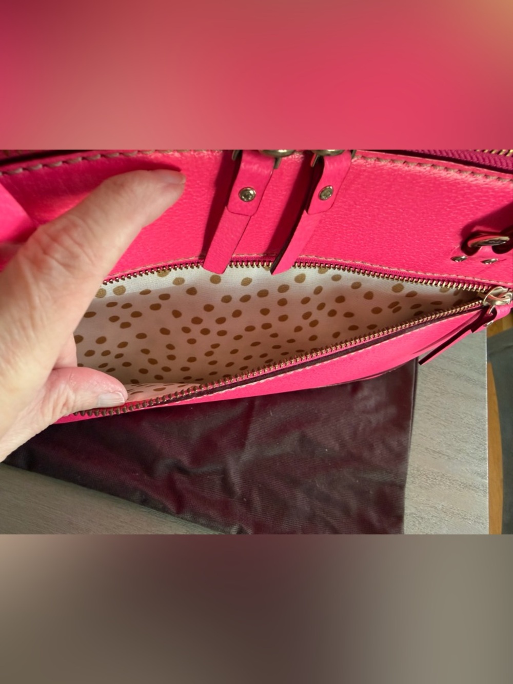Kate Spade hot pink leather tote bag purse - Picture 5 of 16
